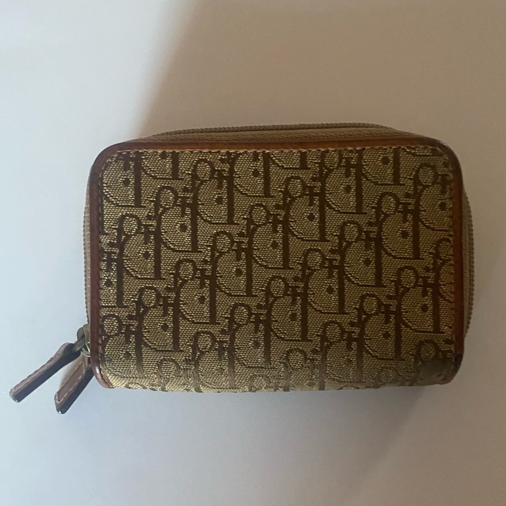 Dior Brown Monogram Zip Wallet